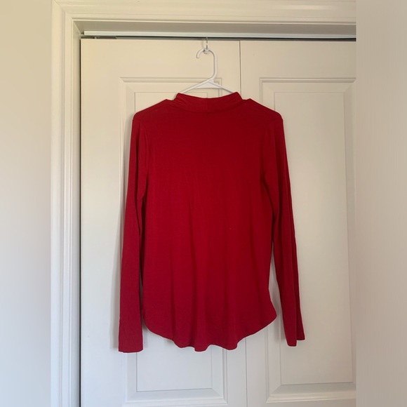 Red Draped Long-sleeve with a Deep-v Neckline (Size XS/S) - Picture 2 of 3